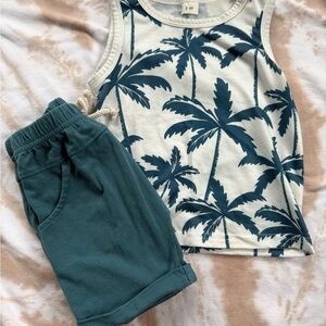 Palm Tree Tank Top and Shorts Set